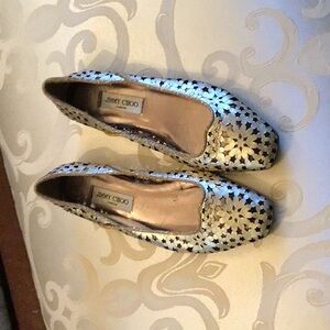 Jimmy Choo metallic gold flats